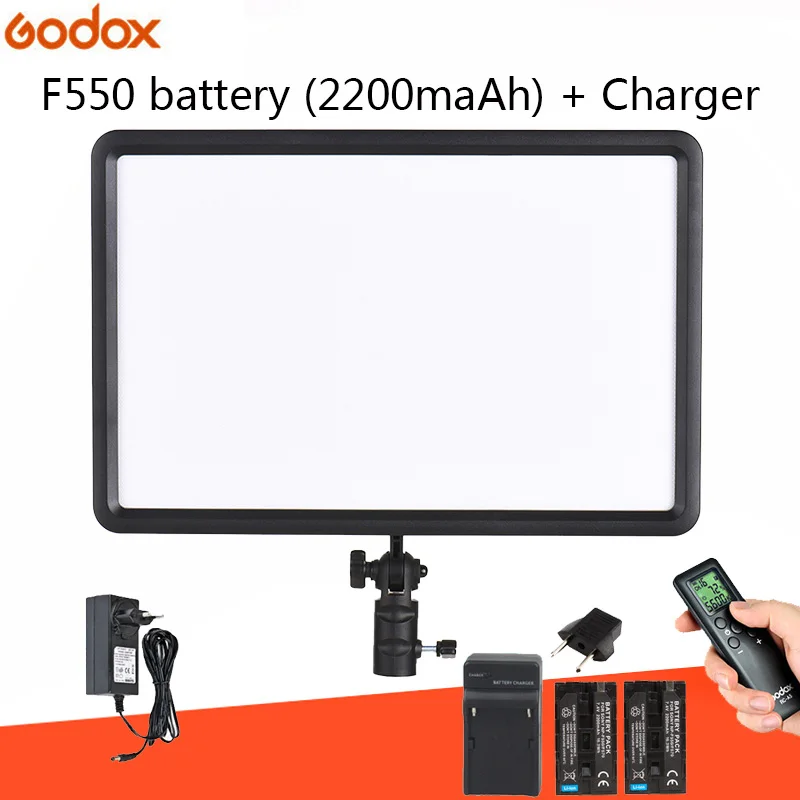 GODOX светодиодный P260C ультра-тонкий 30 Вт Светодиодный светильник для видеосъемки панель лампа+ комплект батарей для цифровой DSLR камеры студийной фотосъемки - Цвет: Черный
