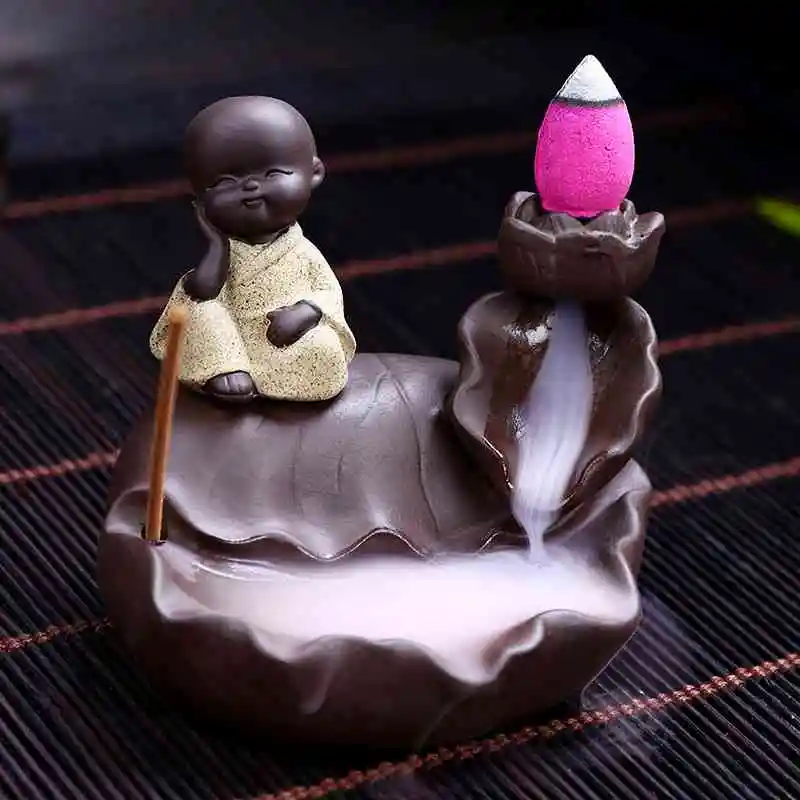 The Lovely Little Monk Buddha курильница с обратным потоком держатель для благовоний
