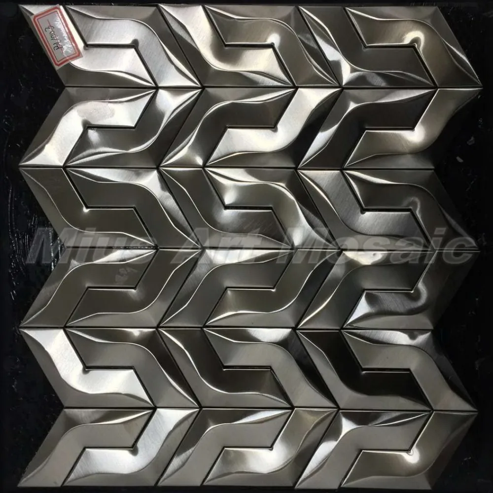

3D brushed Silver metal tiles for kitchen backsplashes wall tile BV003