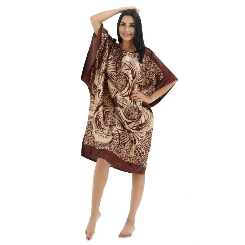 

Women's Nightgown Large Loose Bating Sleeve Clothing Lounge Rayon Sleepwear Robe Lady Sexy Home Dress