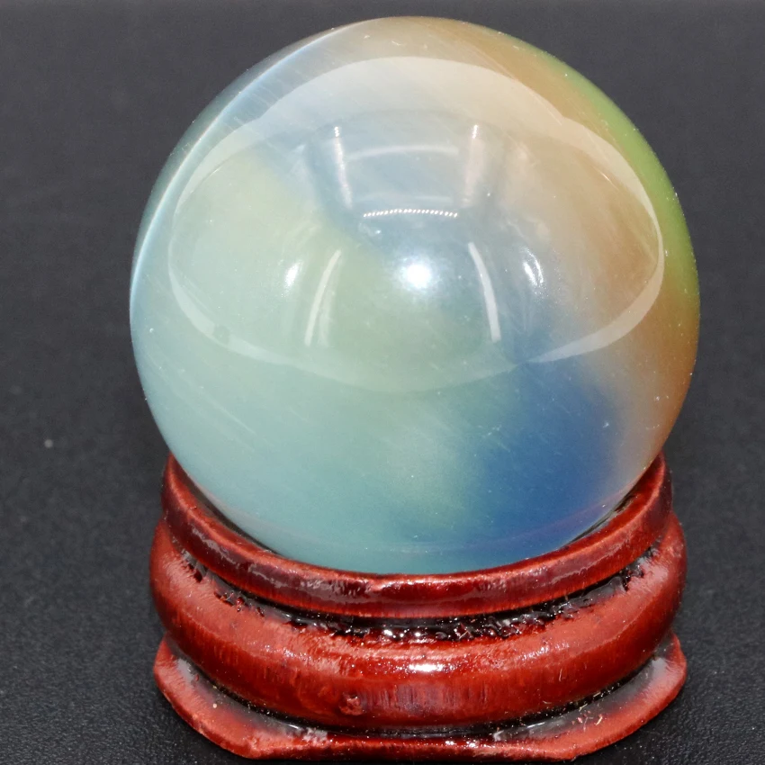 

Бесплатная доставка, 30 мм Разноцветные меховые хрустальные бусины из минерала в виде шара с опалом, круглые бусины из минерала «кошачий гла...