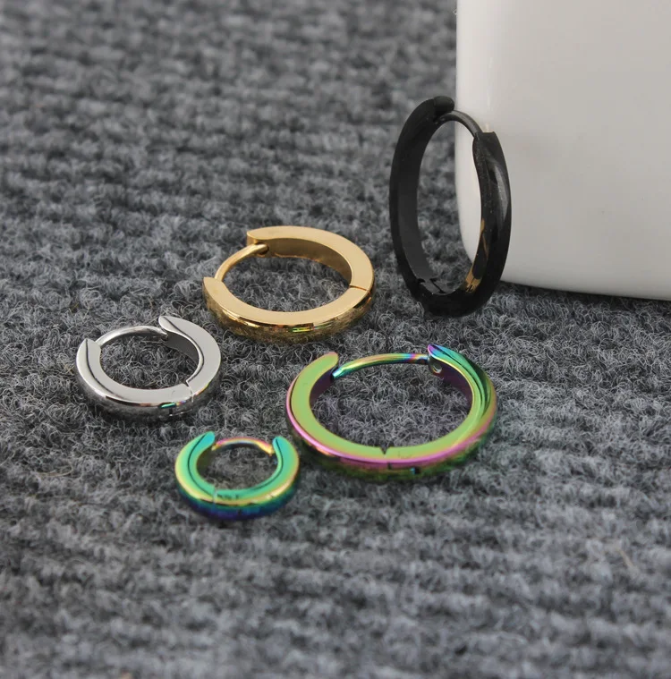 Модные Узкие серьги кольца в стиле панк золотые черные круглые из нержавеющей