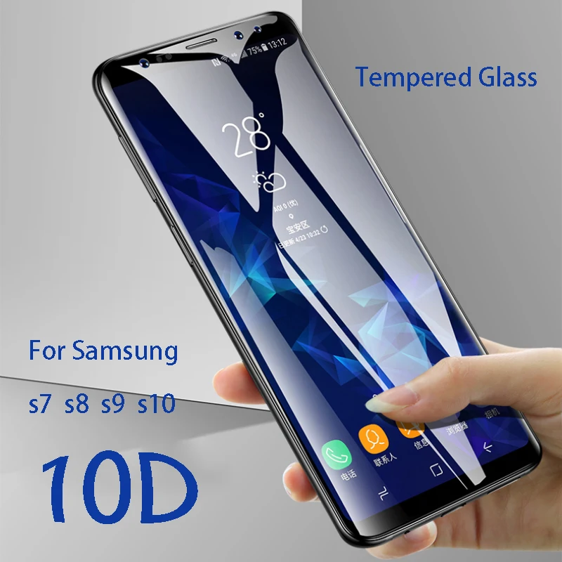 10D полностью изогнутое закаленное стекло для Samsung Galaxy S7 S8 S9 S10 plus note 9 8 Защитная