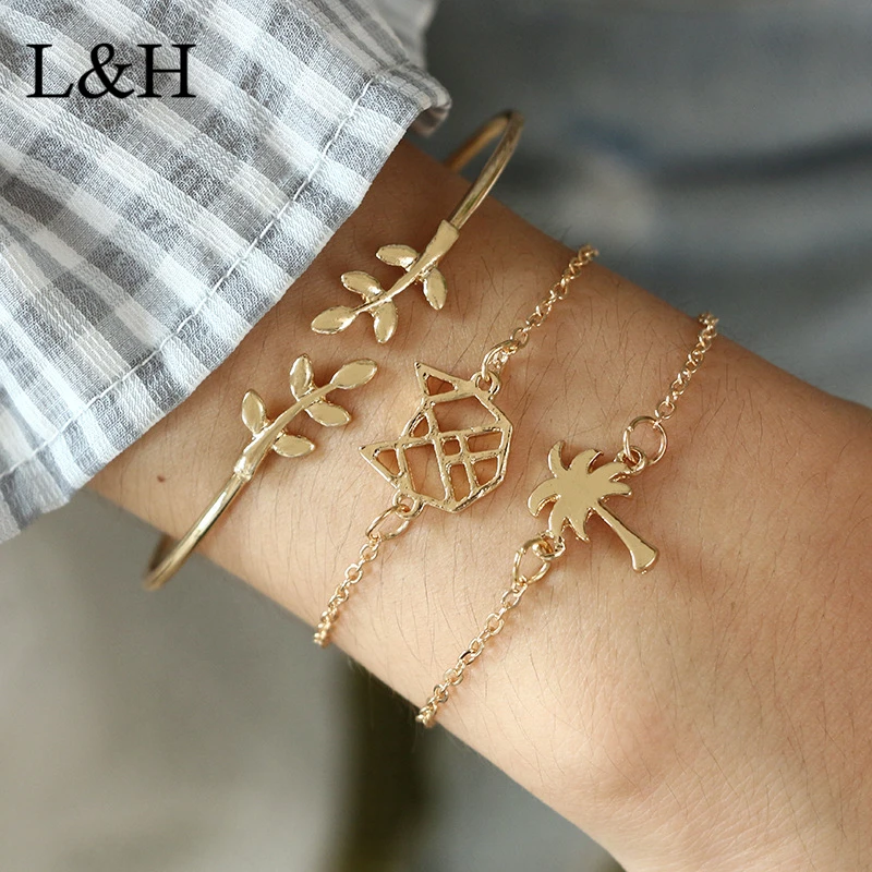 Цепочка многослойная L & H 3 шт./компл. в стиле панк с изображением оливковых
