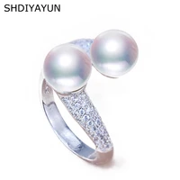 shdiyayun fine pearl ring pearl jewelry natural freshwater pearl 925 sterling silver jewelry for women aaa zircon nickles women