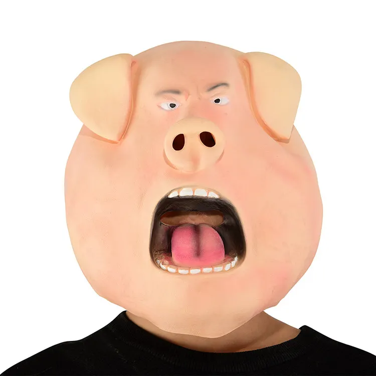 pig Красивая латексная маска с головой животного из мультфильма; маскарадный костюм на Хэллоуин; маскарадный костюм для вечеринки; маскарадный костюм - Цвет: pig