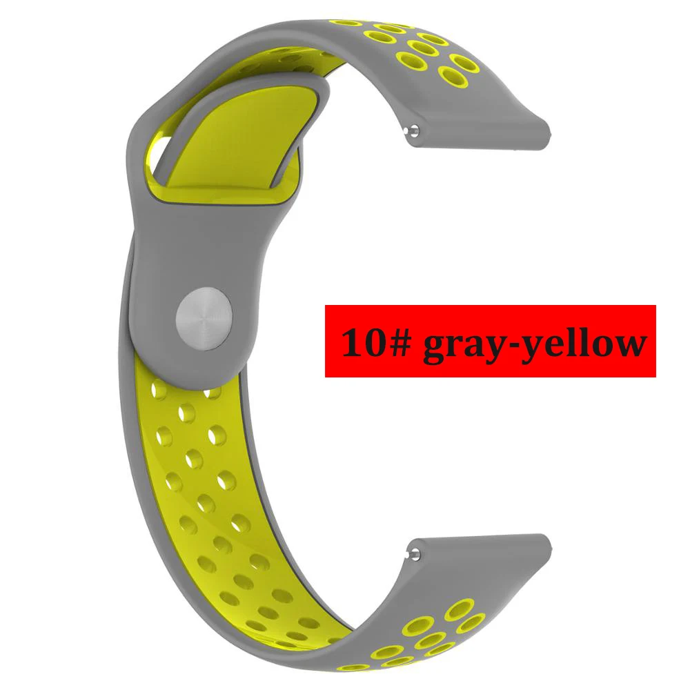 gray-yellow 10 Huawei watch gt ремешок для samsung gear S3/Galaxy watch 46 мм/Amazfit bip/Honor magic двойной цвет силиконовый браслет на запястье - Цвет ремешка: gray-yellow 10