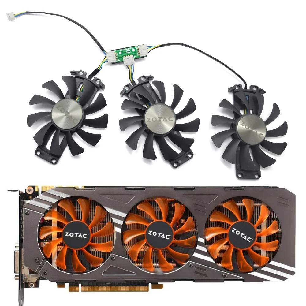 Кулер для видеокарт ZOTAC GTX 980-4GD5 AMP HA 75 мм 4Pin APISTEK GA81S2U 12 В 0 38a 83x16 отверстие 980 |
