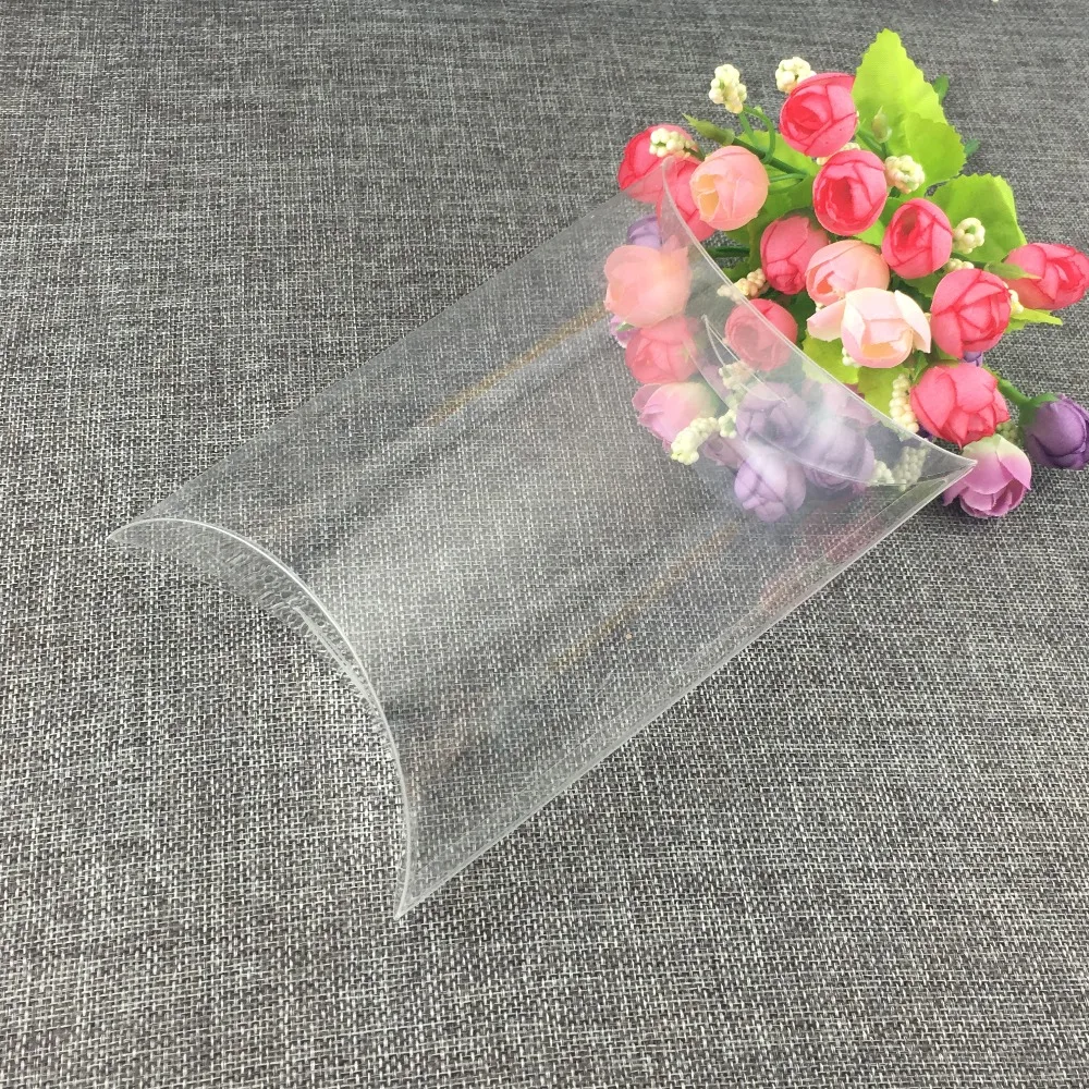 

2.5*7.5*16cm 50pcs New Style Clear PVC Pillow Box packaging Wedding Favor /Bridal Candy Gift Boxes Party Supplies souvenir