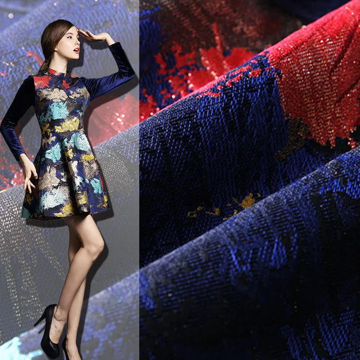 Tela каракули красочные высокого класса моды печатных ткань жаккард Парча Платье