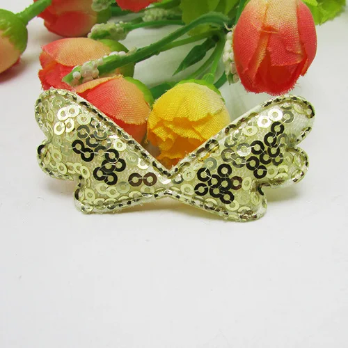 3x6 см 30 шт./лот бант с пайетками мягкие аппликации DIY Детские аксессуары для волос |
