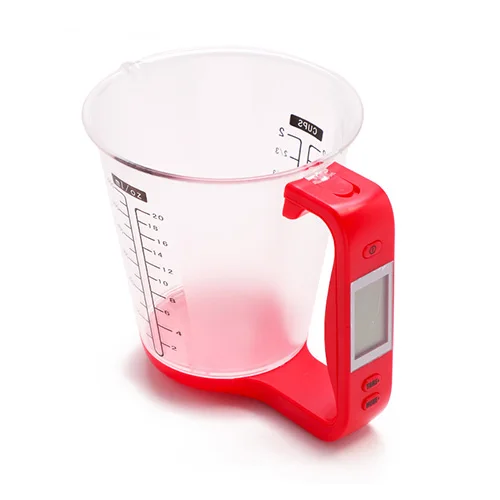 Red Hostweigh мерный стаканчик Кухня цифровые весы стакан весы электронные инструмент весы с температура дисплея LCD измерительные чашечки - Цвет: Red