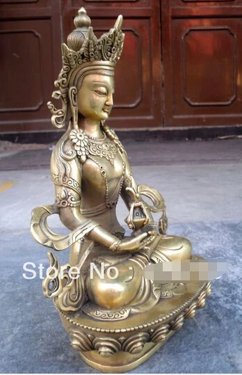 Бесплатная доставка Тибет Буддизм Амитаюс длительный срок Бронзовый Статуя