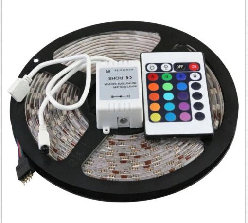 

High Brightness led strip 5m 5050SMD Strip lights DC12V RGB 60leds/m Strip Tape Waterproof IP65 with 24key remote Controller