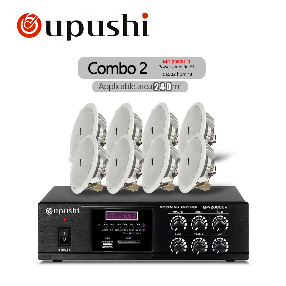 Oupushi открытый адрес колонки домашний кинотеатр системы 80 Вт Bluetooth усилитель, 10 Вт потолочный динамик с USB, sd-карта, функция FM - Цвет: Package 2