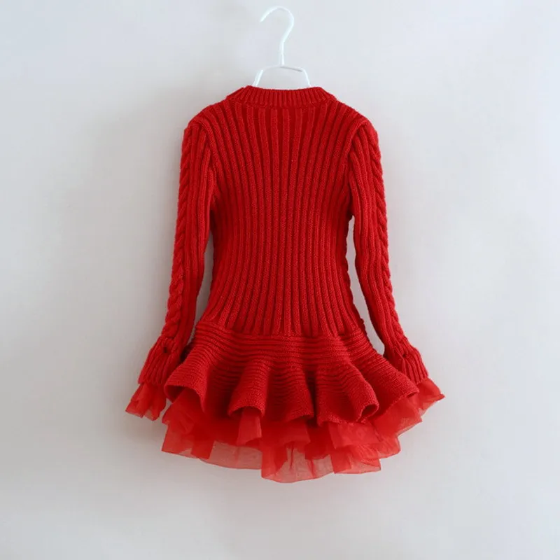 2017 Fall Girls Organza Knitted Dress Sweet Puffy Dark Color Child Boutique Costume for Birthday Wedding Wholesale | Детская одежда и