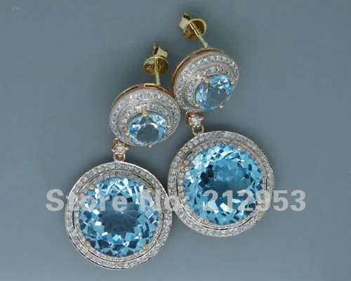 

Fine Jewelry Blue Topaz Drop Earrings In Solid 14Kt Rose Gold Natural Blue Diamond Gemstone Earrings ER002