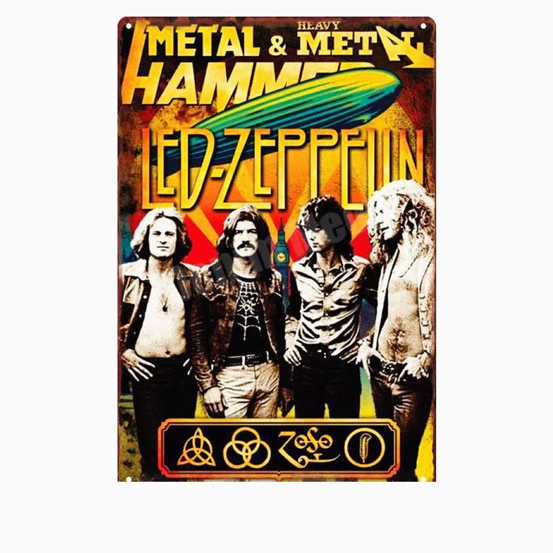 U Led Zeppelin табличка металлические пластины клуб бар кафе концерт Украшение Рок музыка Оловянная вывеска стены Искусство Плакат Винтаж Домашний Декор MN111 - Цвет: U