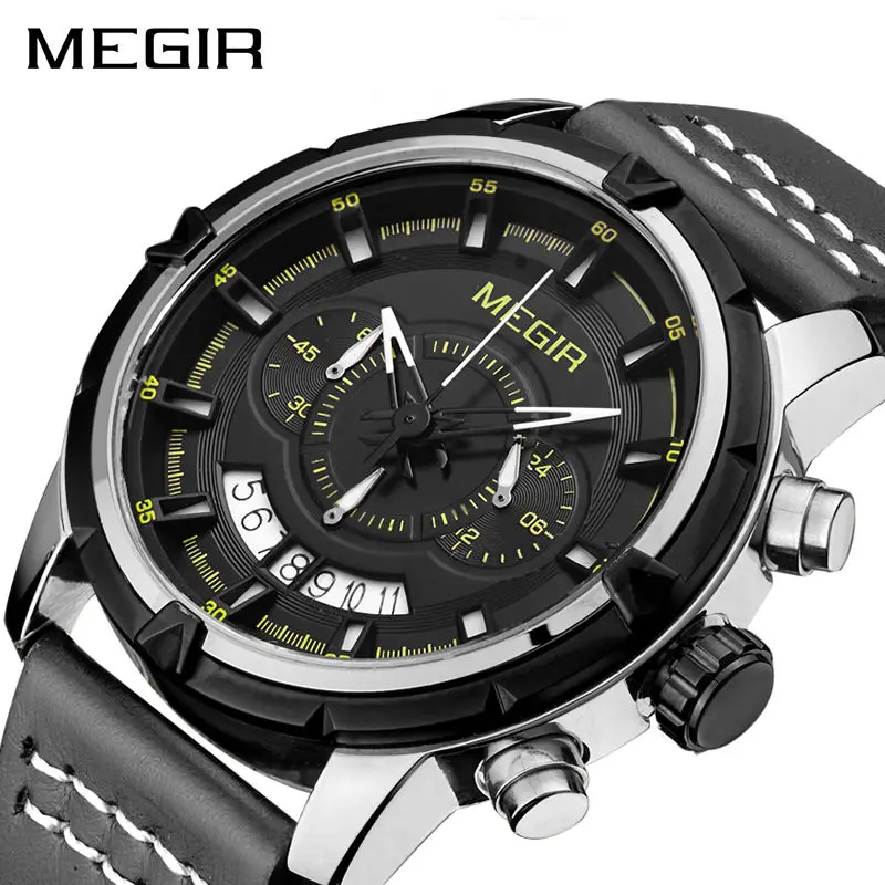 Часы мужские кварцевые с хронографом на кожаном ремешке|masculino|masculinos relogiosmasculino watch