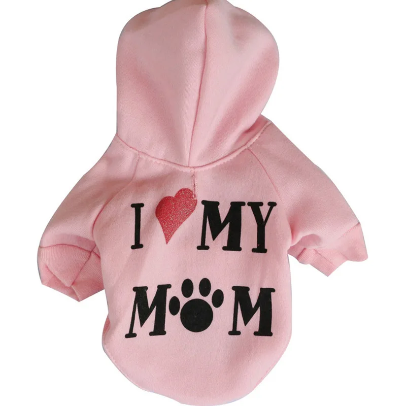 Свитер с надписью I love Mom для маленьких собак домашних животных кошек толстовка