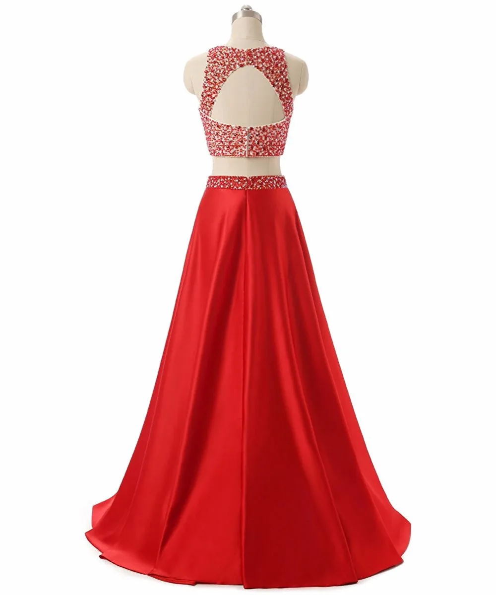 Женское атласное платье двойка Длинный топ с открытой спиной и бисером в пол для