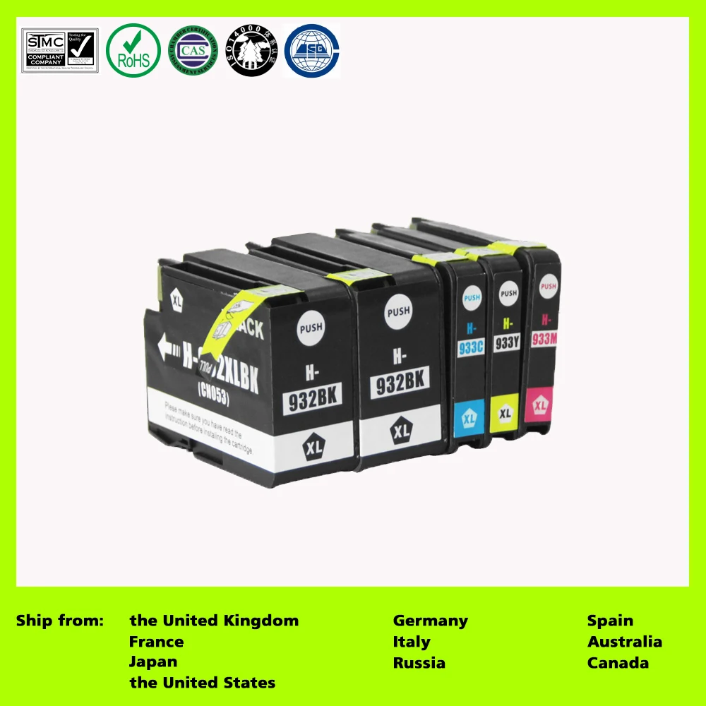 Совместимый картридж для чернил Compatible for 932XL 933XL (5-Pack) HP Officejet 6100/6600/6700/7110/7610/7612/7510/7512.