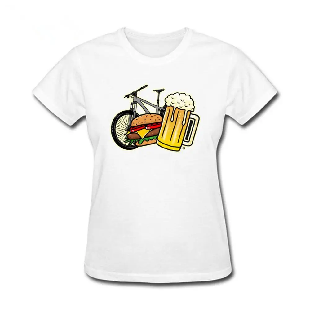 Футболка для горного велосипеда футболка с изображением бургера и пива Женская