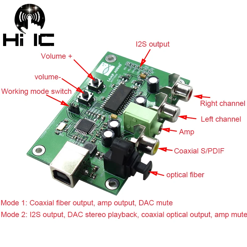 PCM2706 TDA1305 цифрового интерфейса USB к I2S/IIS/оптический коаксиальный Выход SPDIF HiFi ЦАП