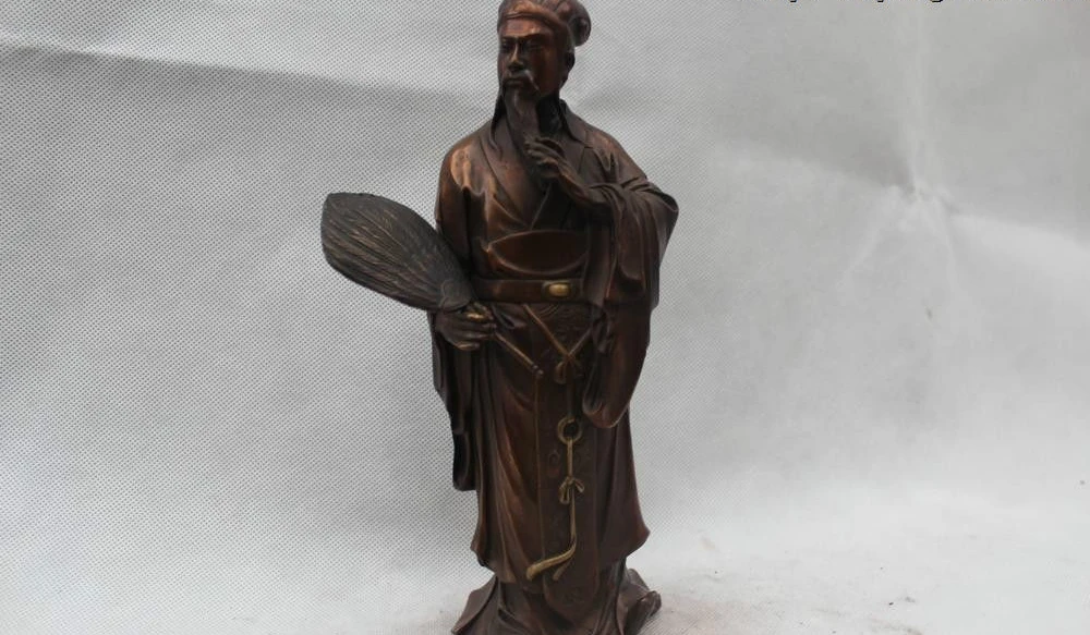 10 &quotКитайская известная Бронзовая статуя фаната династии Гонконга Ming Zhu Ge Liang |