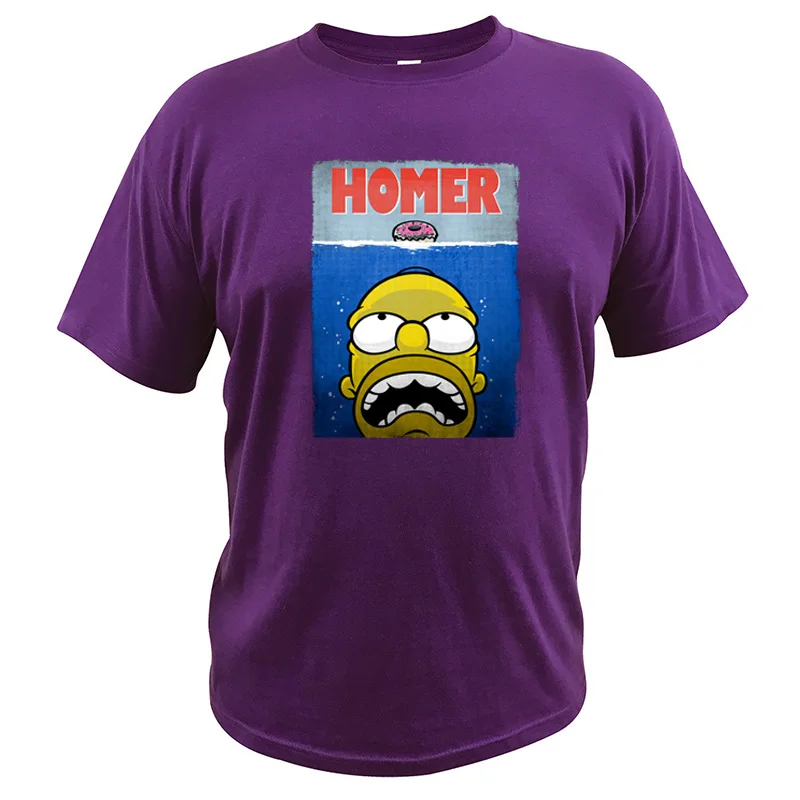 Homer Jay футболка Симпсон пончики ЕС Размер цифровой печати дышащие Camisetas Чистый хлопок Американский мультфильм топы тройник - Цвет: Фиолетовый