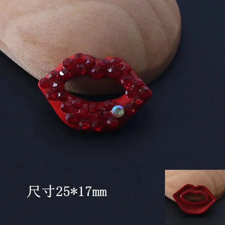 

Hot Sale 20pcs/lot Rhinestone Button Flatback lips Button Wedding Button Crystal DIY Accessories YB14