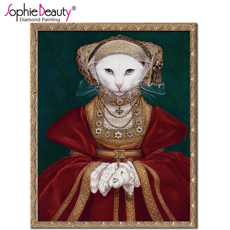 Sophie beauty Diy круглая Алмазная вышивка крестиком красивая кошка леди площадь ремесло мозайка из бриллиантов Ремесло Искусство