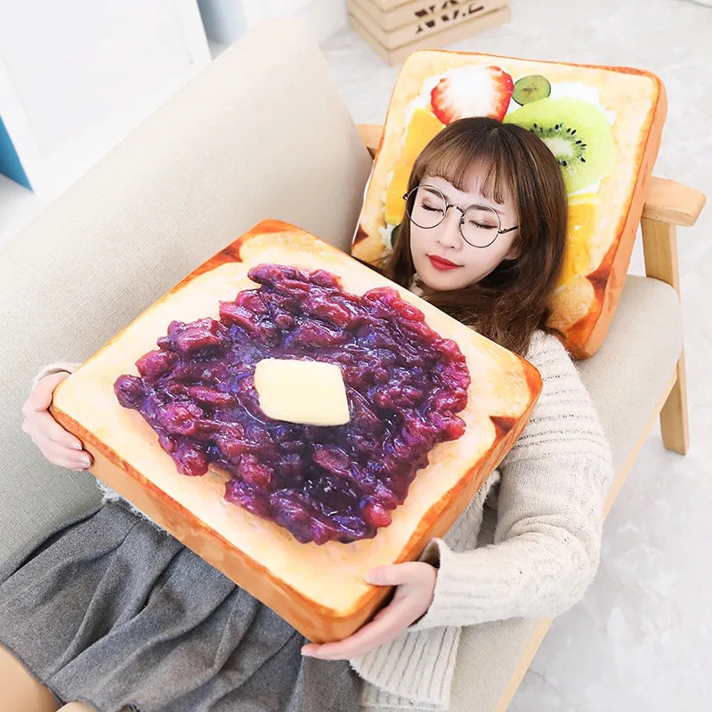 

1 Piece 40cm Creative Simulation Toast Bread Cushion Plush Toys Stuffed Pillow Realistic Food Funny Gift For Kids