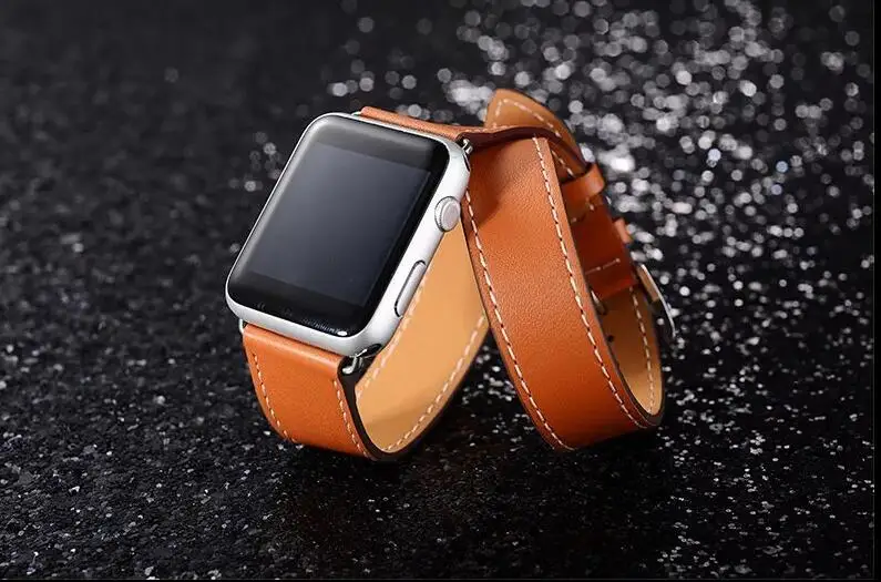 Удлиненный ремешок из натуральной кожи для iwatch для Apple Watch band Double Tour 38 мм 42 мм 40 мм 44 мм Series 4 2 3 1series 5