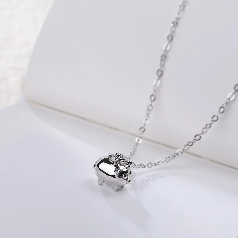 

925 Sterling Silver cute pig pendant necklace for women lucky Lover Everyday Colier Statement Jewelry joyas de plata 925