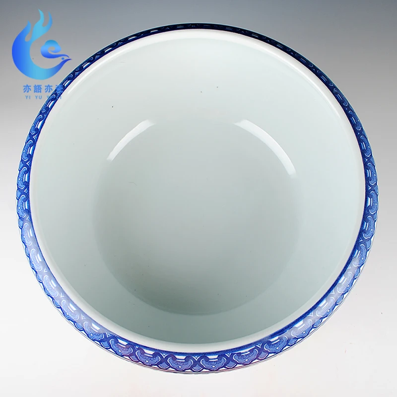 Blue and white porcelain jingdezhen ceramics shallow daikin aquarium tortoise narcissus flower pot furnishing large cylinder | Дом и сад