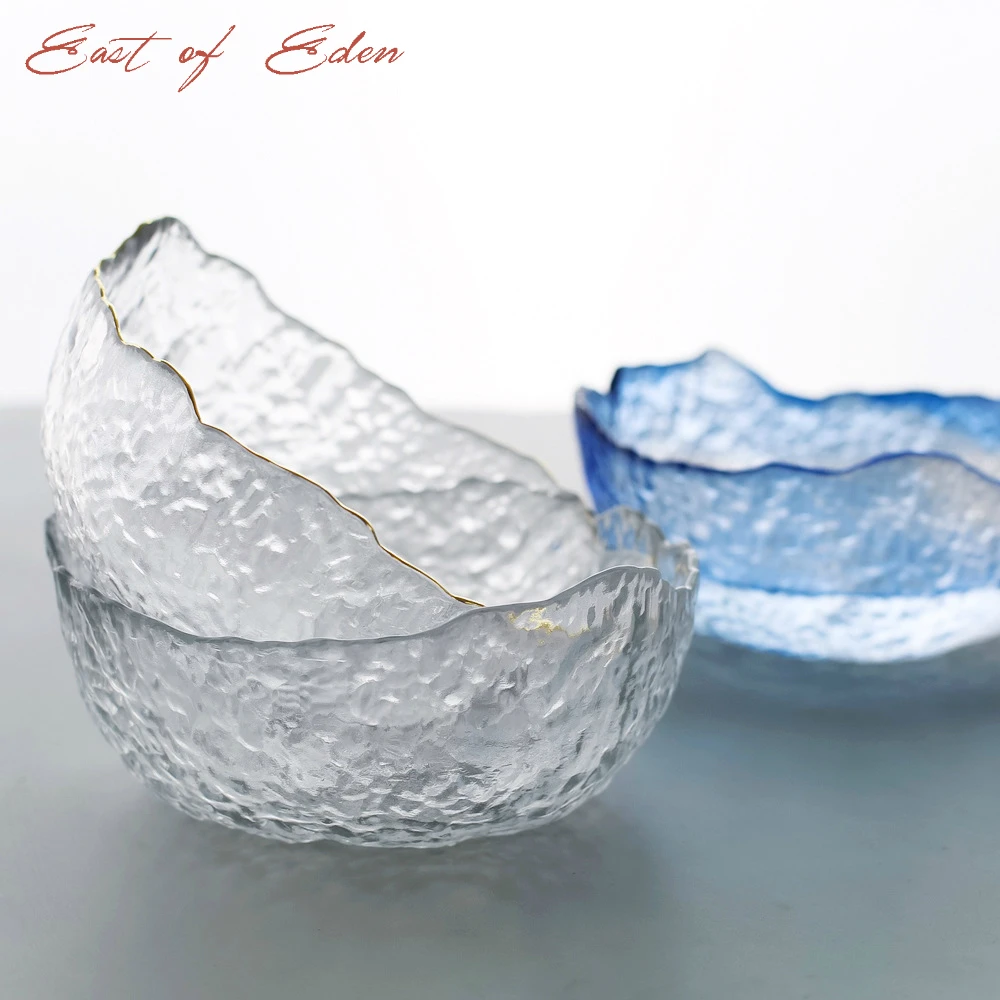 East of Eden японская нерегулярная большая стеклянная чаша с золотой оправой Овощная