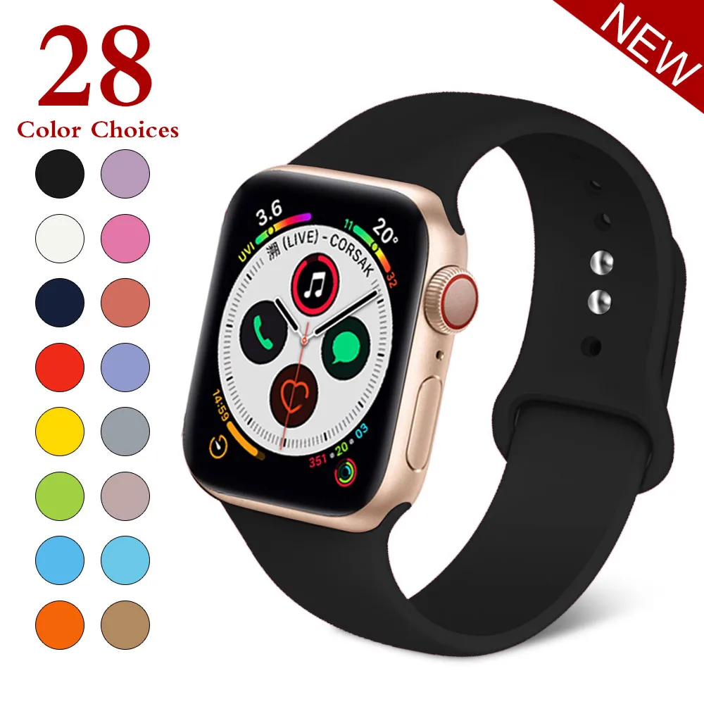 Спортивный мягкий силиконовый сменный ремешок 38 мм от mu sen для Apple Watch версии 1, 2, ремешок 42 мм на запястье, ремешок для iWatch Sport - Цвет ремешка: Black