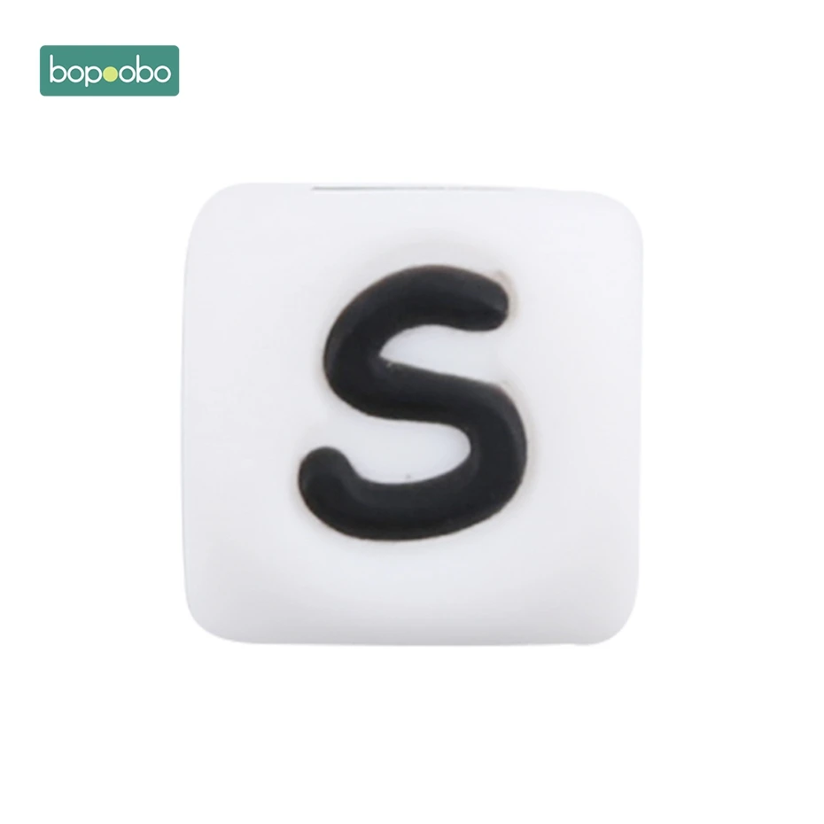 Letter S Bopobo 10 шт., силиконовые бусины-прорезыватели для грызунов для малышей, силиконовые бусины-прорезыватели с жемчугом, 10 мм, Детские Силиконовые Бусины-прорезыватели - Цвет: Letter S