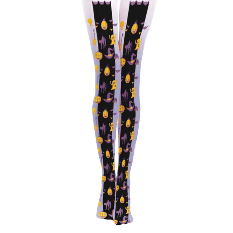 

Halloween Pumpkin Bat Print Pantyhose