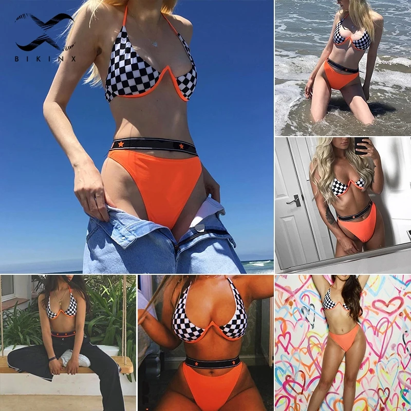 Bikinx плед мягкий бюстгальтер микро бикини 2018 Высокая талия купальники женские
