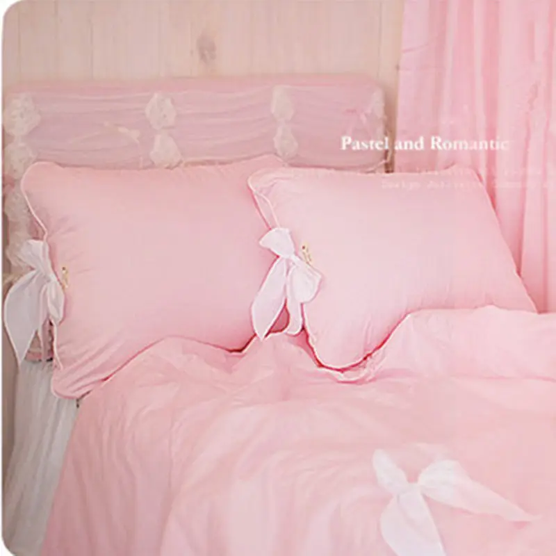 Милое постельное белье с бантом 100% хлопок розовый/белый принцесса постельные