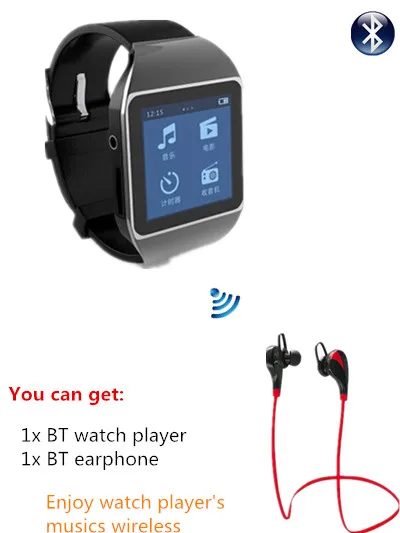 Qinkar 8 ГБ часы MP3 плеер + Bluetooth наушники bluetooth спортивные беспроводные Спорт