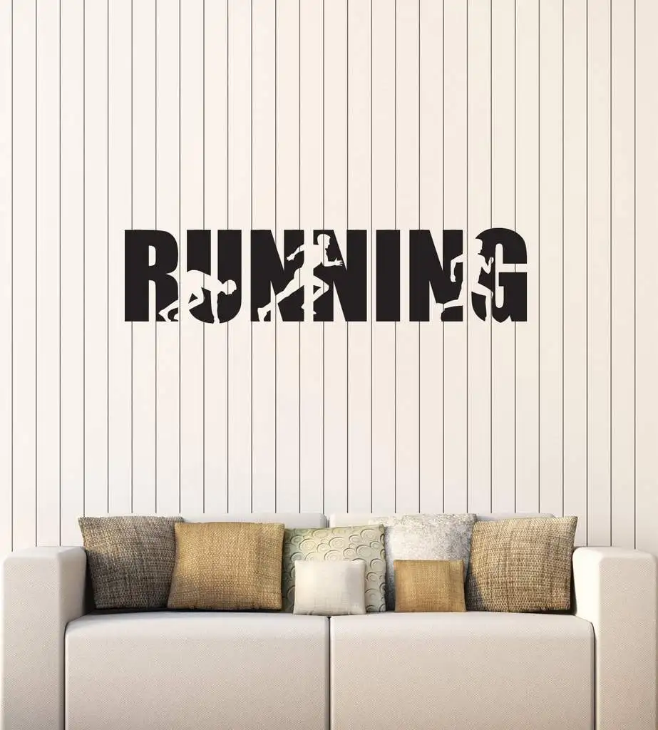 Запустив Word Настенная Наклейка с надписью съемный бегун тренажерный зал