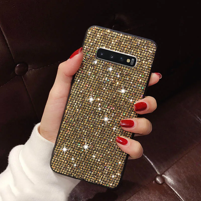 Gold Роскошный Блестящий Футляр для samsung A50 S8 S9 S10 lite A10 A20 A30 A40 A70 M20 Note 9 8 для iPhone XS Max XR 7 8 6 S плюс блестящий чехол - Цвет: Gold