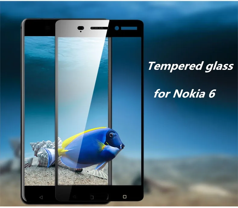 Закаленное стекло с полным покрытием для Nokia 6 защита экрана защитная пленка
