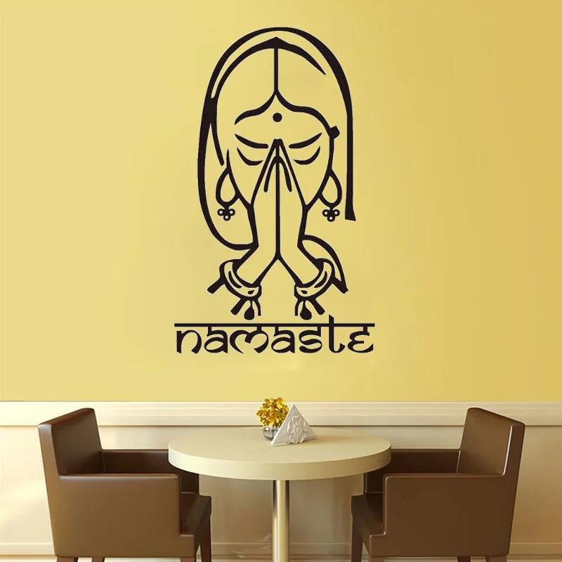 

ZOOYOO Namaste Wall Stickers Indian Yoga Wall Decals Home Decor Living Room Bedroom Decoration Art Murals