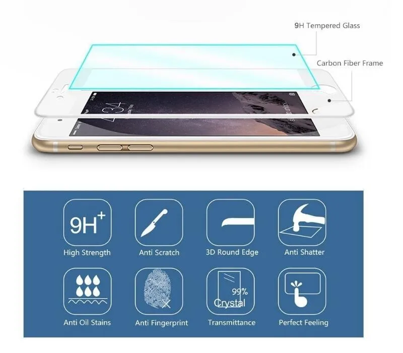 Закаленное 3d-стекло с мягкими краями и полным покрытием для iPhone 7 защита экрана