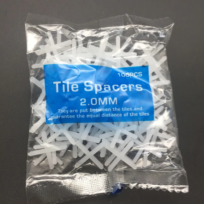 100pcs Tile Spacer Cross Plastic 2.0mm Tiling Ceramic Tilers Plumbers White Grout |
