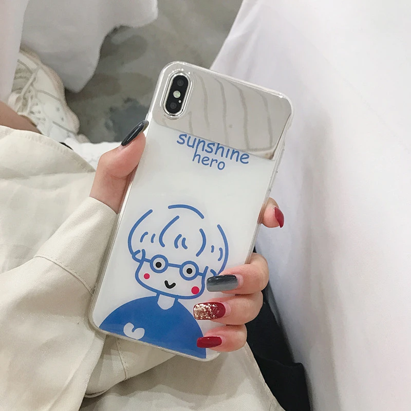Cute Girl&Boy Couple Cartoon Phone Case For Iphone 6 7 8 S Plus X XR XS XSMAX Apple Accessoreis Soft Silicone Protective Cover |